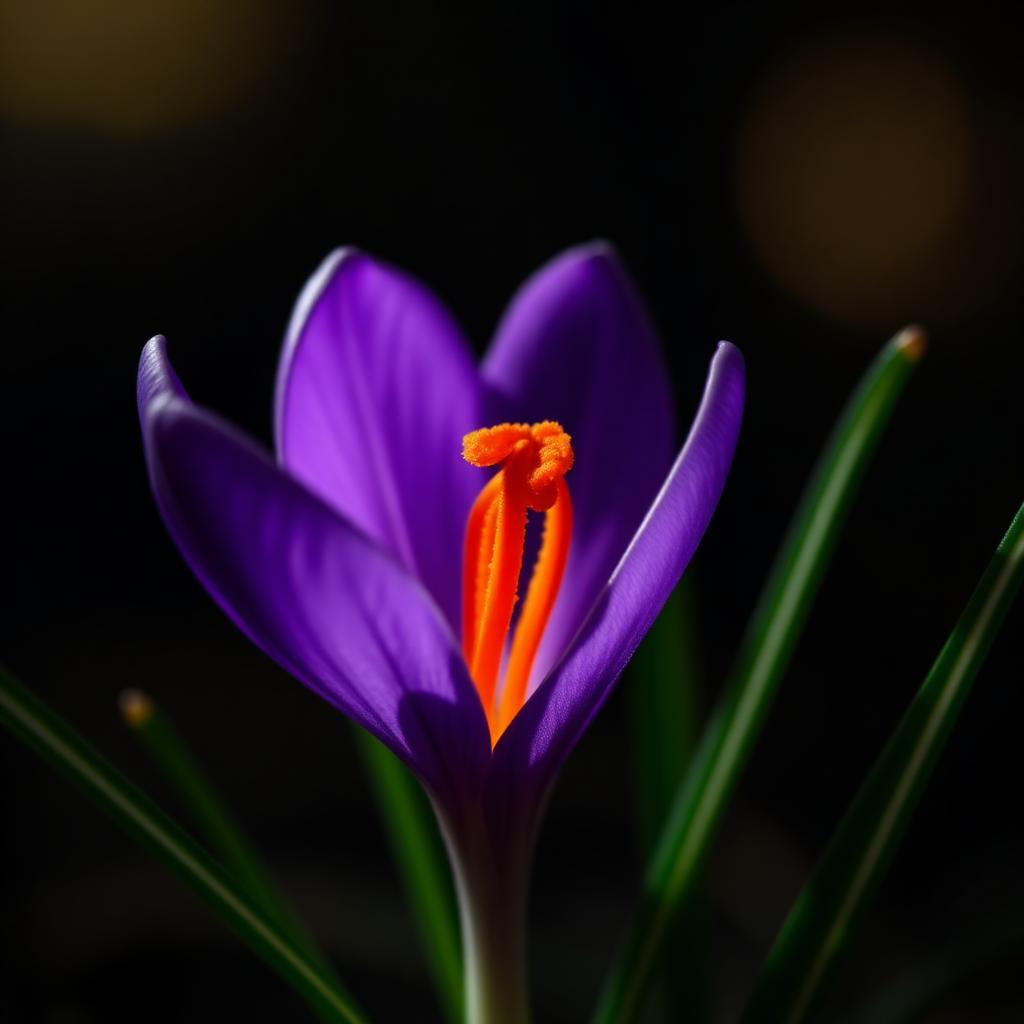 Saffron flowering inside controlled chamber